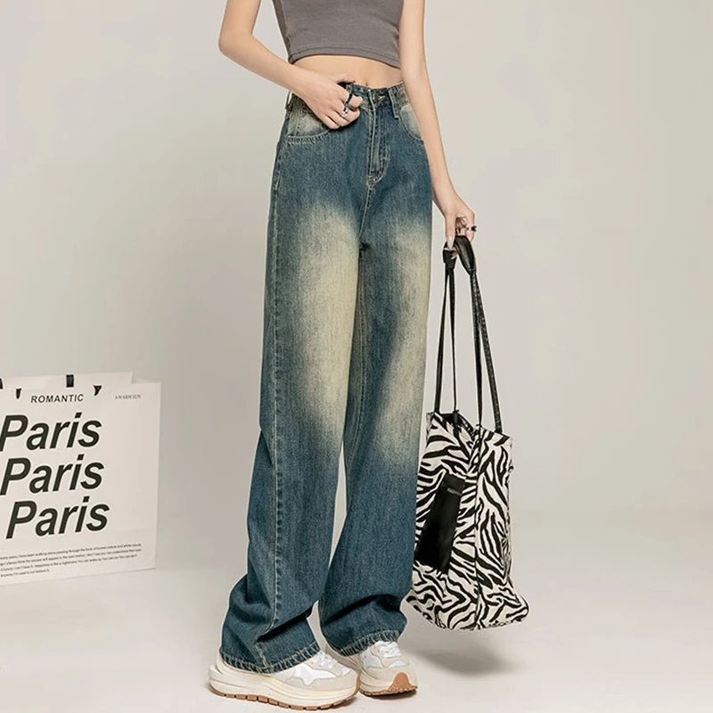 Baggy Jeans Women Jean Y2K Vintage Denim Pants Trousers Women Grunge Streetwear Cute Boyfriend High Waist Wide Leg Jeans Bananas