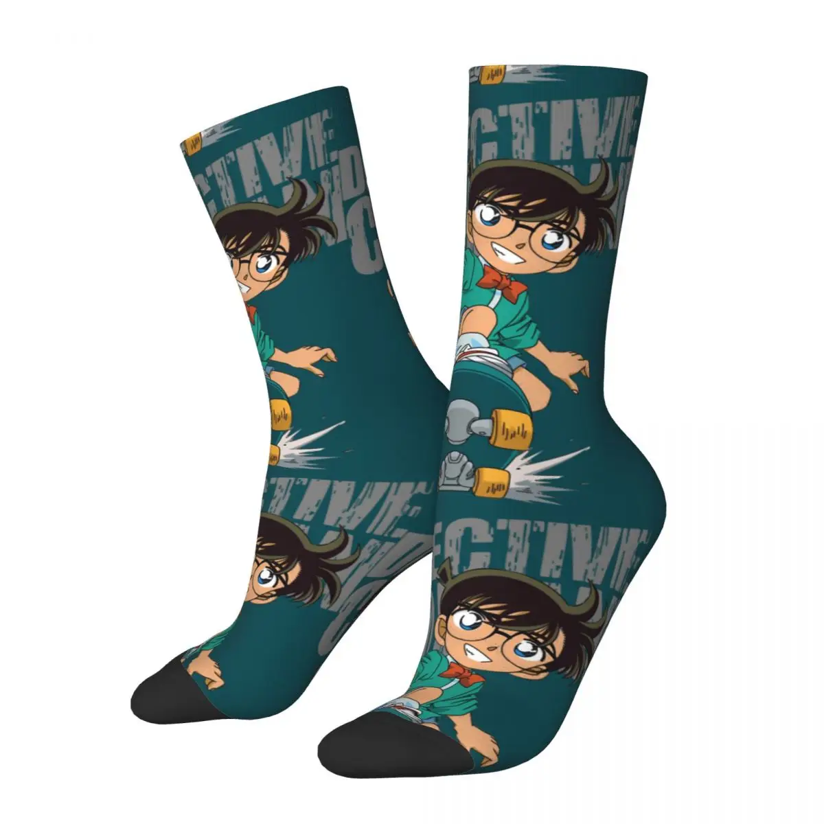 

Funny Happy Men's Compression Socks Skateboard Retro Harajuku Detective Conan Hip Hop Novelty Seamless Crew Crazy Sock