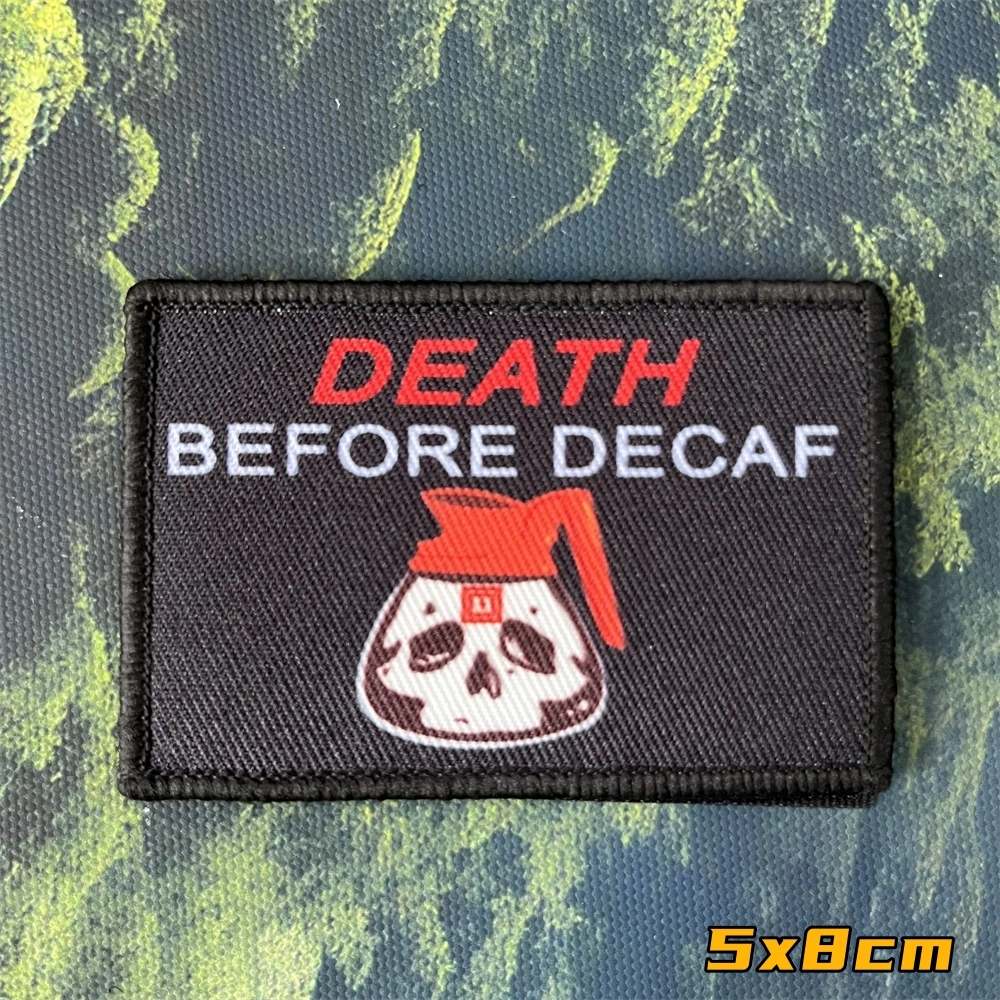 Наклейки с надписью DEATH BEFORE DECAF