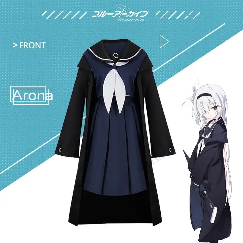 

Arona Cosplay Dress Anime Blue Archive Costume Girls School Dress Uniform Trench Tops Skirt Jacket Party Suit XS-XXL