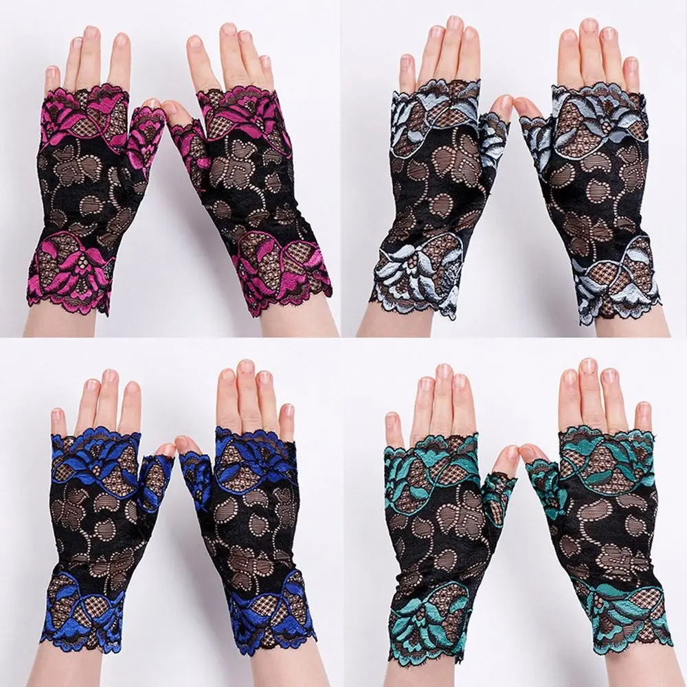 

Short Cycling Women Performance Lace Gloves Half Finger Gloves Sunscreen Mittens Dance