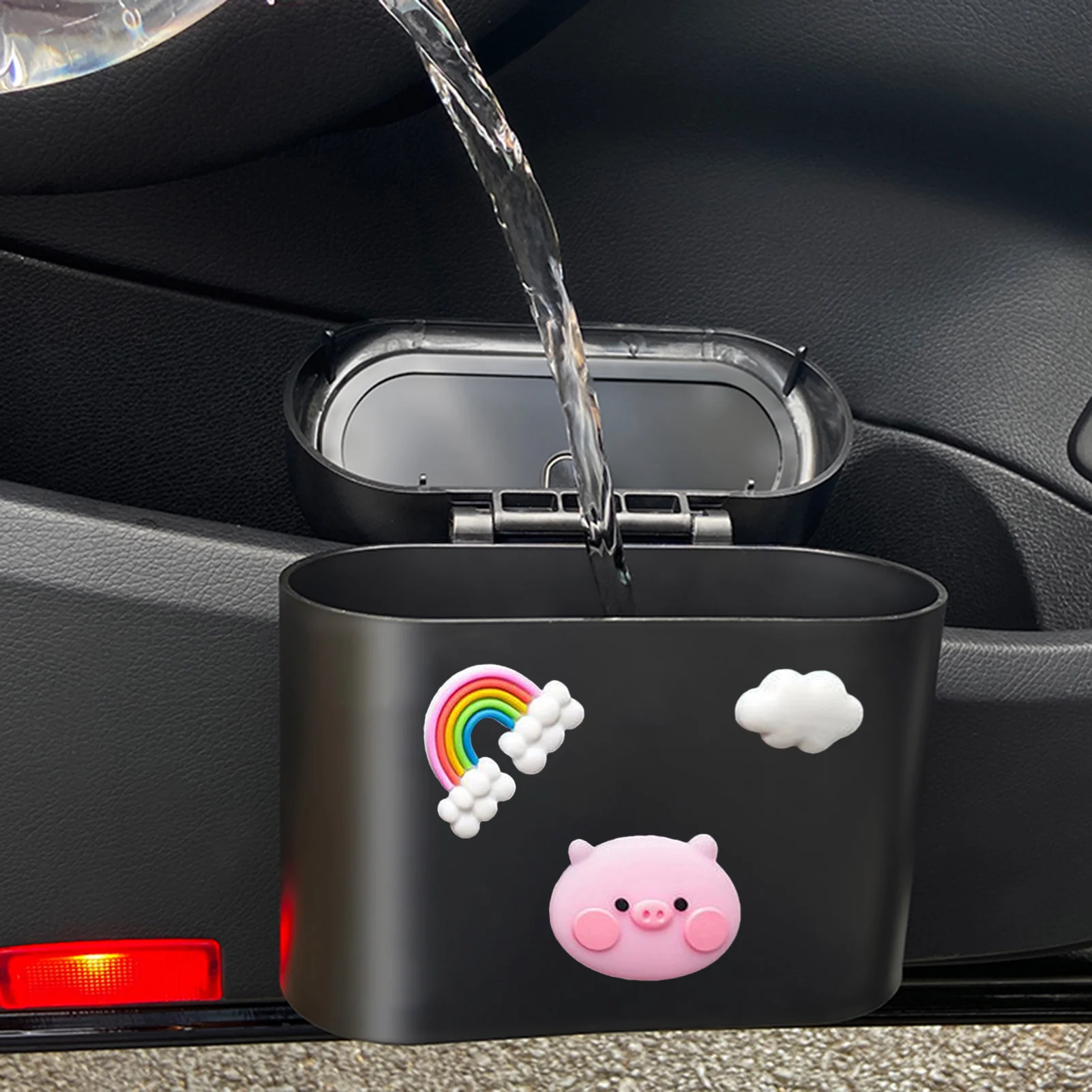 

Автомобильный мусорный контейнер, герметичный автомобильный мусорный контейнер с милыми рисунками, Маленький милый мусорный контейнер, ми...