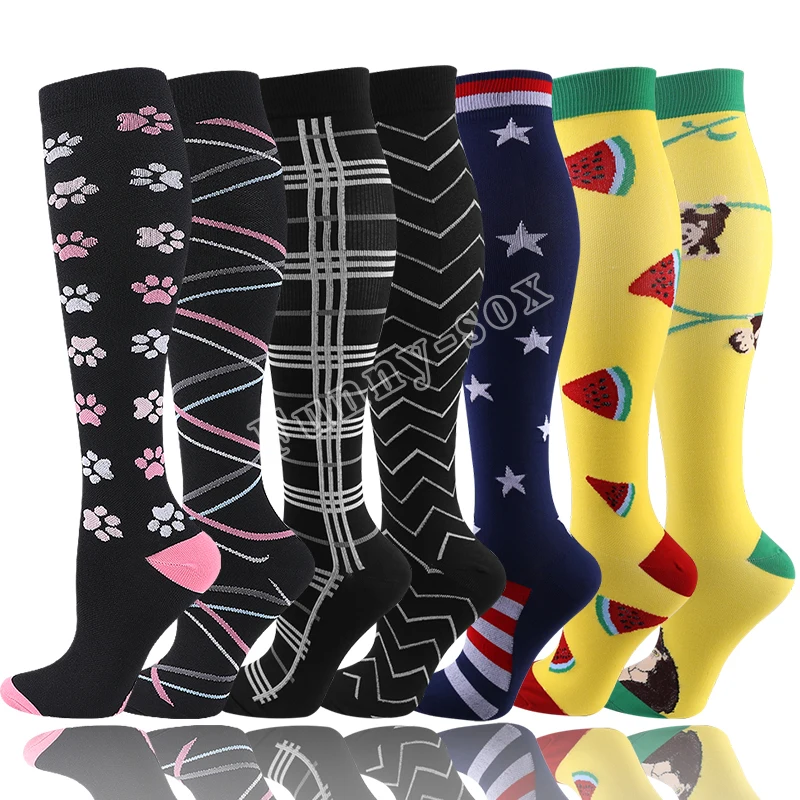 

Unisex 58 New Style Compression Socks Varicose Veins Medical Golf Tube Outdoor Sports Cycling Long Pressure Stockings 15-20 mmHg