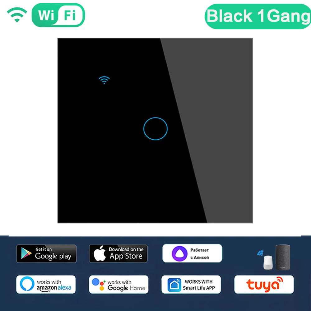 

Умные переключатели Tuya Wi-Fi EU 1/2/3/4Gang, сенсорный выключатель света, настенные сенсорные переключатели для приложения Smart Life Alexa Google Home Alice