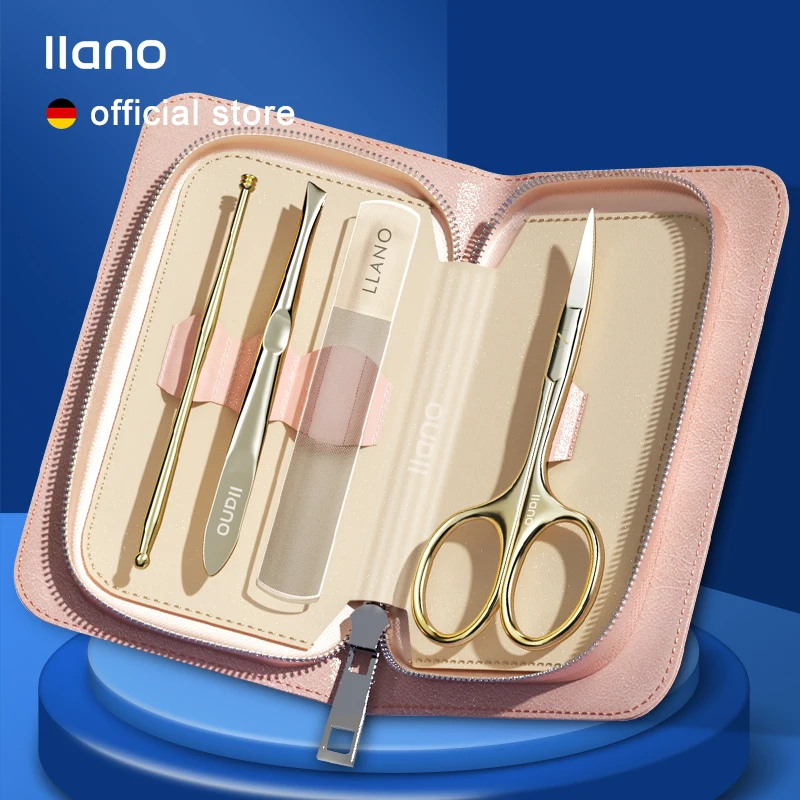 

LLANO Eyebrow Trimming Tool 4 in 1 High-grade Personal Care Set Stainless Steel Makeup Tools Ear Spoon Professional Eyebrow Care