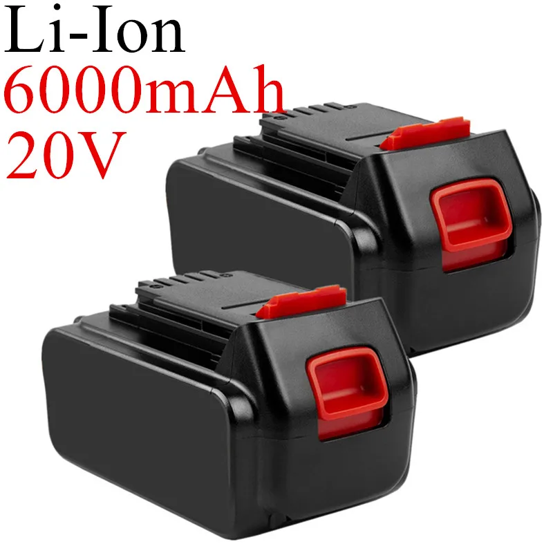 

Литий-ионный аккумулятор 18 В/20 в 6000 мАч для BLACK & DECKER LB20, LBX20, LBXR20, сменный совместимый аккумулятор для электроинструмента