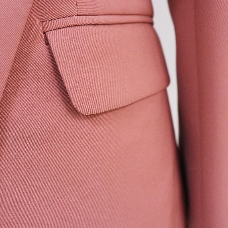HIGH QUALITY New 2023 Runway Designer Jacket Women's Classic Lion Buttons Double Breasted Slim Fit Blazer Pale Mauve