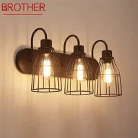 brother industrial retro vanity fixture mirror front light led bathroom device bath makeup wall lamp