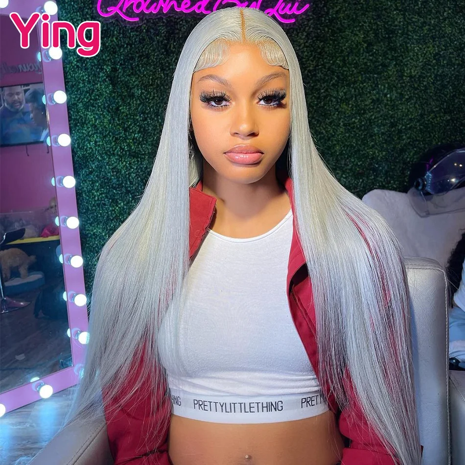 Grey Colored 13X6 Lace Frontal Wig Human Hair Wig 613 Blonde Bone Straigtht Brazilian Remy 180% 28 30 Inch 13X4 Lace Front Wigs