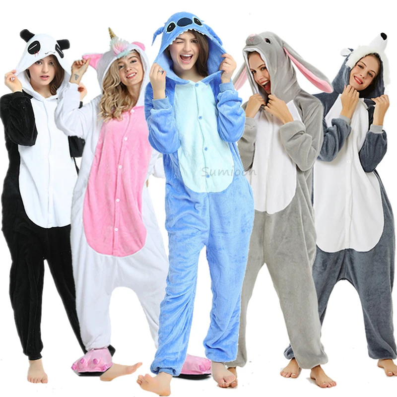 

Пижама в виде единорога для взрослых, мультяшный единорог, панда, кигуруми, женские костюмы, зимние фланелевые комбинезоны, одежда для сна в виде единорога