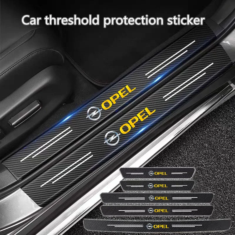 

60X7CM Auto Door Sill Protection Tape Carbon Fiber Protector Strip Sticker For Opel astra j h g insignia mokka corsa d vectra