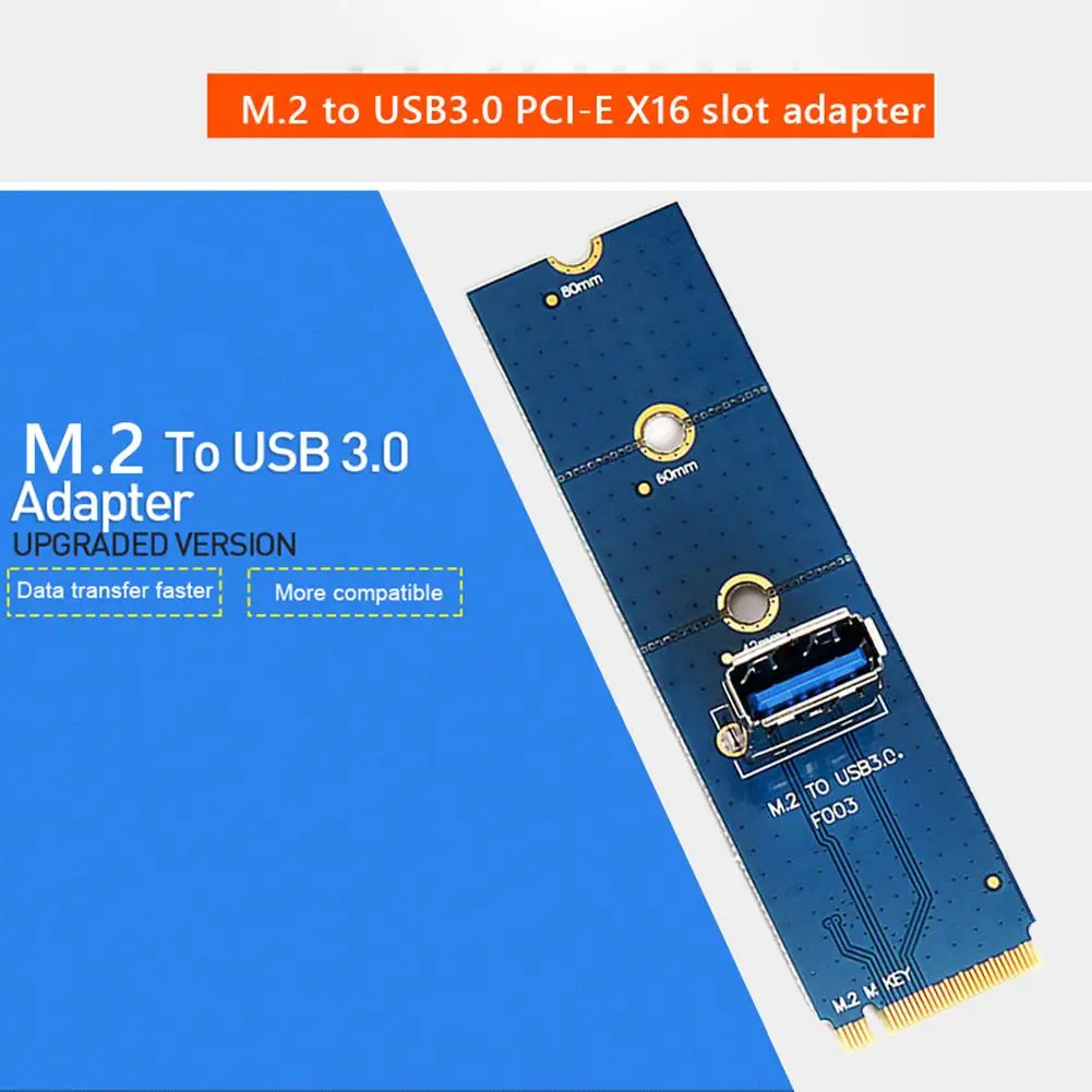 

NGFF M.2 to USB 3.0 Transfer Card M2 M Key to USB3.0 Converter Adapter for PCI Express PCI-E 1x 16x Riser Card Exterder