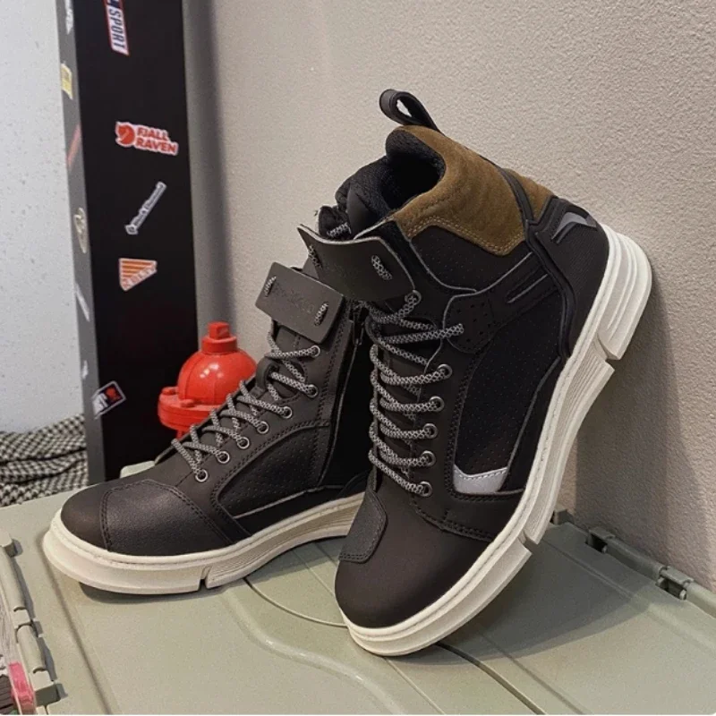 

Мотоциклетные мужские ботинки, водонепроницаемые дышащие противоскользящие повседневные ботинки для гонок на шоссейных гонок, резиновая подошва, светоотражающая велосипедная обувь