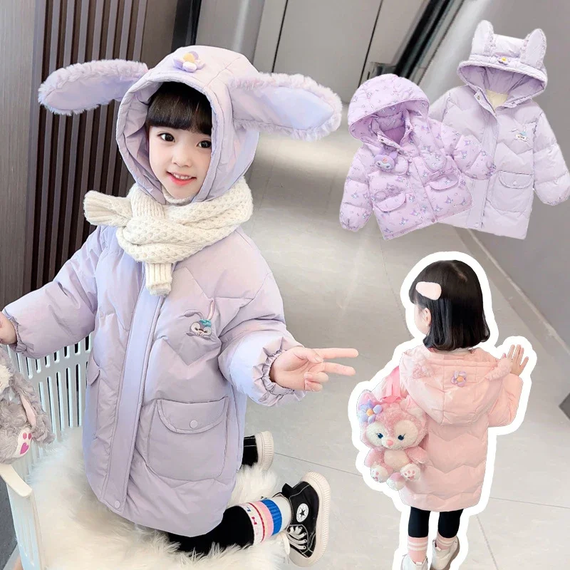 

Anime LinaBell Disney StellaLou Children's Down Jacket Kids Warm Thicken Coats with Bag New Girls Clothes Exquisite Winter Gift