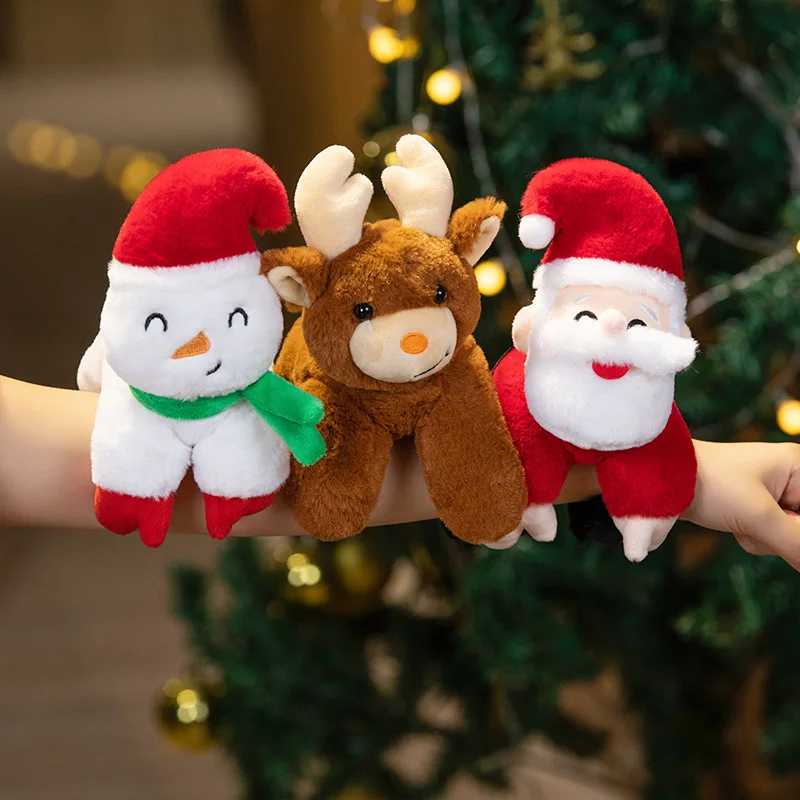 

Cartoon Christmas Santa Claus Snowman Elk Popping Circle Plush Toy Cute Stuffed Plushies Slap Circle Soft Doll Anime Xmas Decor