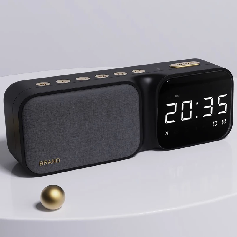 

HF16 3 IN 1 BT 5.0 Hands Free Calls Temperature Indication Play Music FM Radio Alarm Clock Display Stereo Wireless Speaker