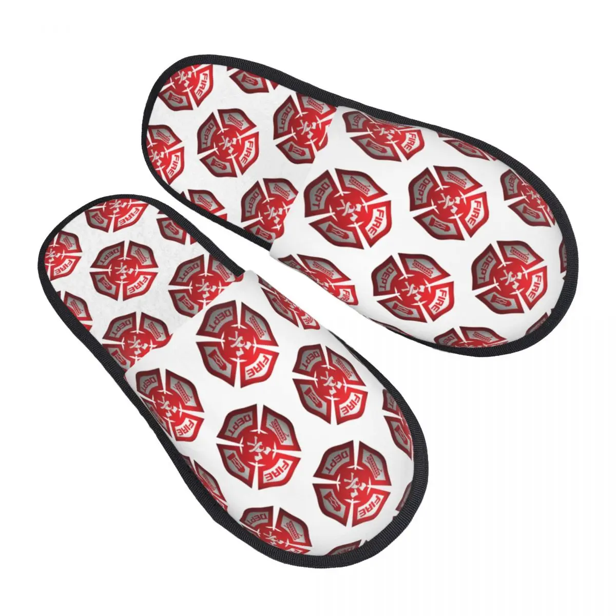 Красный значок пожарной службы мужские и женские меховые тапочки удобные для