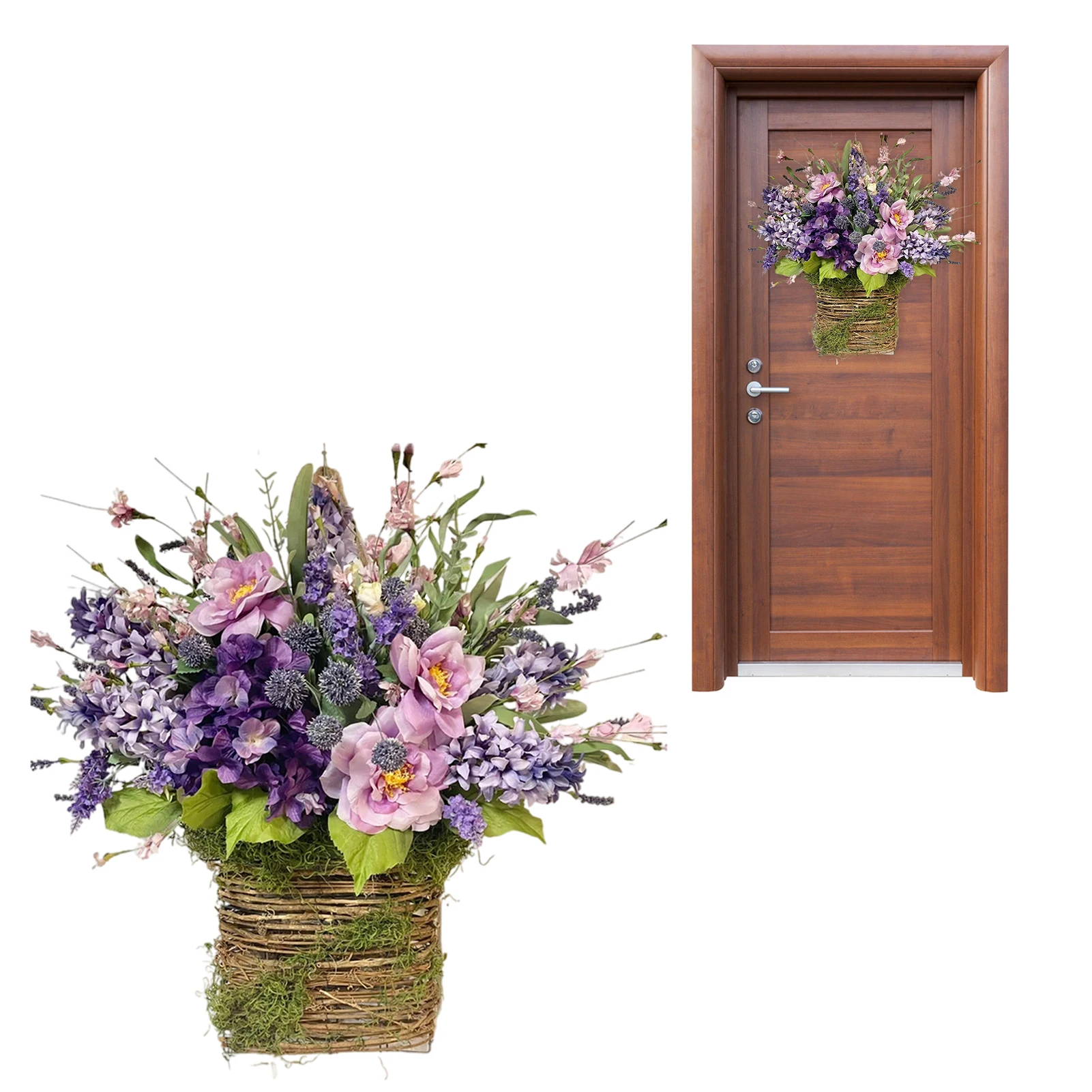 

Lavender Wreaths For Front Door Artificial Flower Lavender With Baskets Spring Wreath Purple Artificial Flower Wreaths For