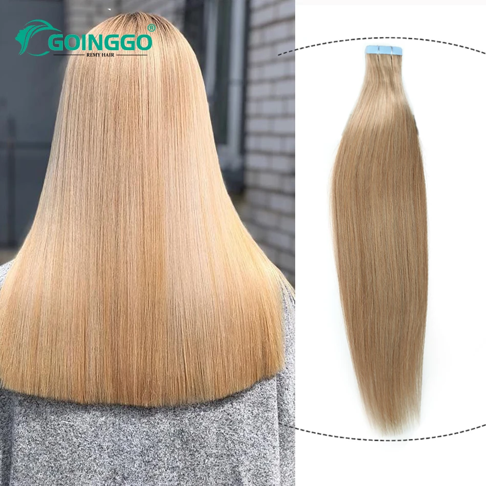

18# Straight Human Hair Extensions Tape In Dirty Blonde Real Human Hair Keratin Capsule Skin Weft Adhesive Tape Hair 12-26Inch
