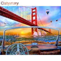 gatyztory frame diy painting by numbers kit city landscape picture by numbers acrylic paint by numbers for home decoration gift