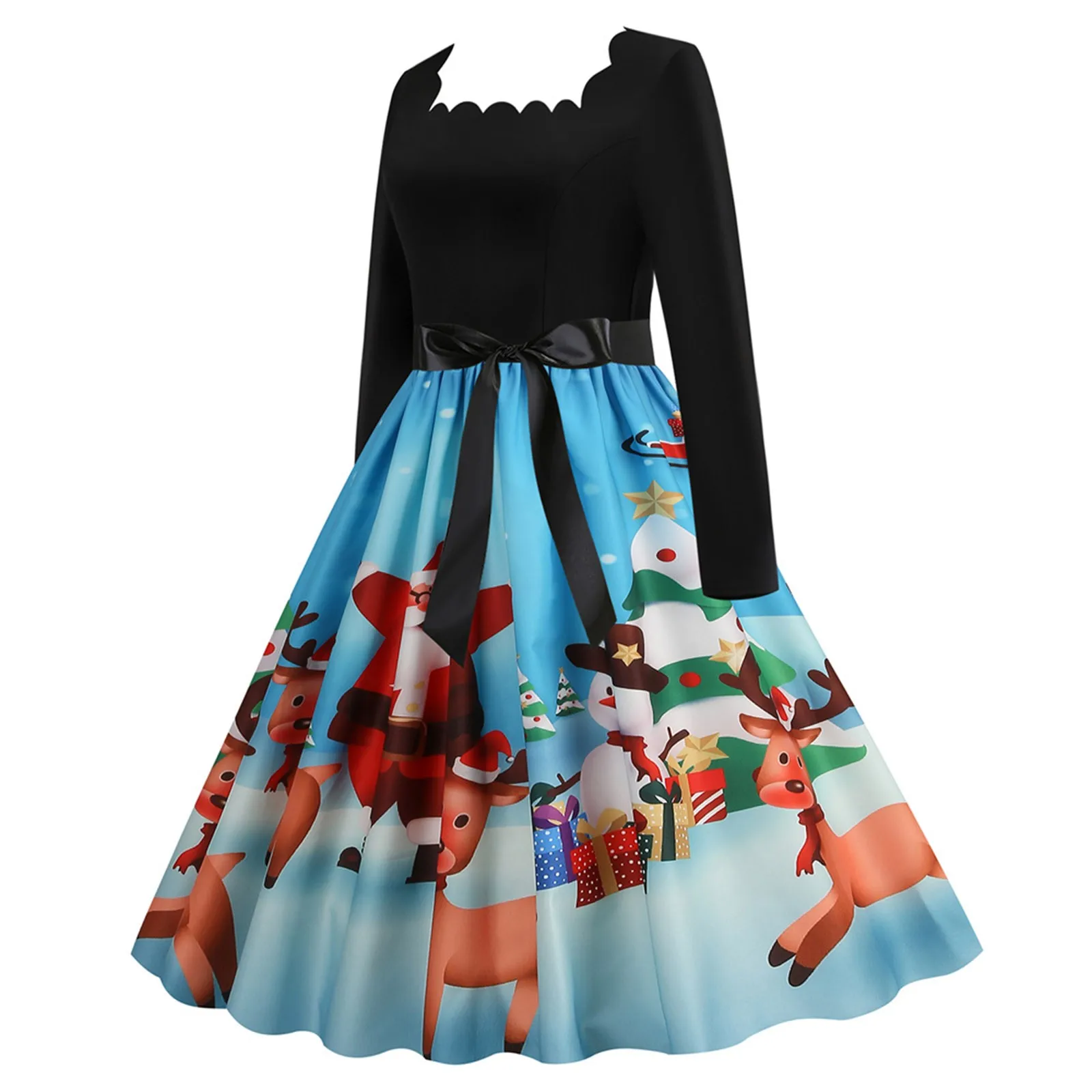 

Рождественское женское винтажное платье с длинным рукавом и принтом, лоскутное коктейльное платье на молнии, свободное платье из 100 хлопка
