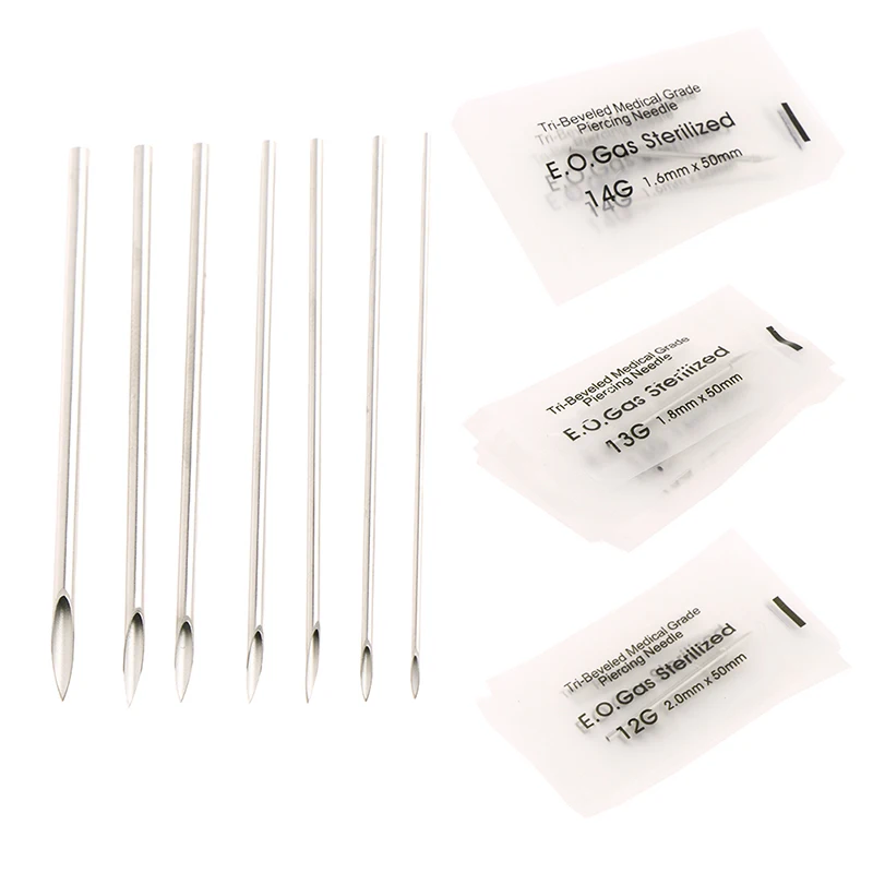 

10PCS Piercing Needles Surgical Steel Disposable Body Piercing Needles Sterilized Permanent Makeup Tattoo Needles