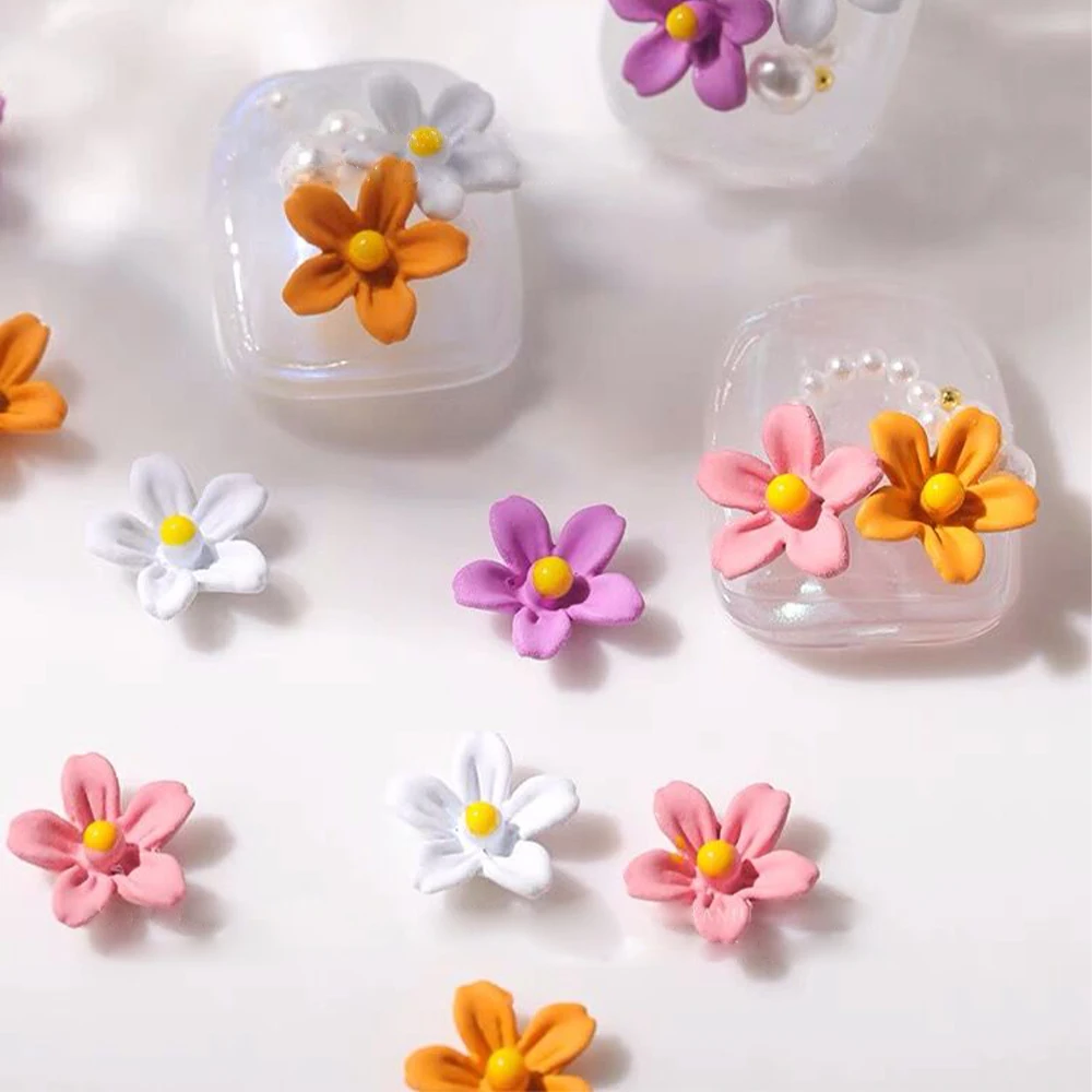 

100Pcs/Bag 3D Flowers for Acrylic Nails art Decoration 7MM Mini Resin Five Petals Floret Manicure Accessories DIY Nails Design-8