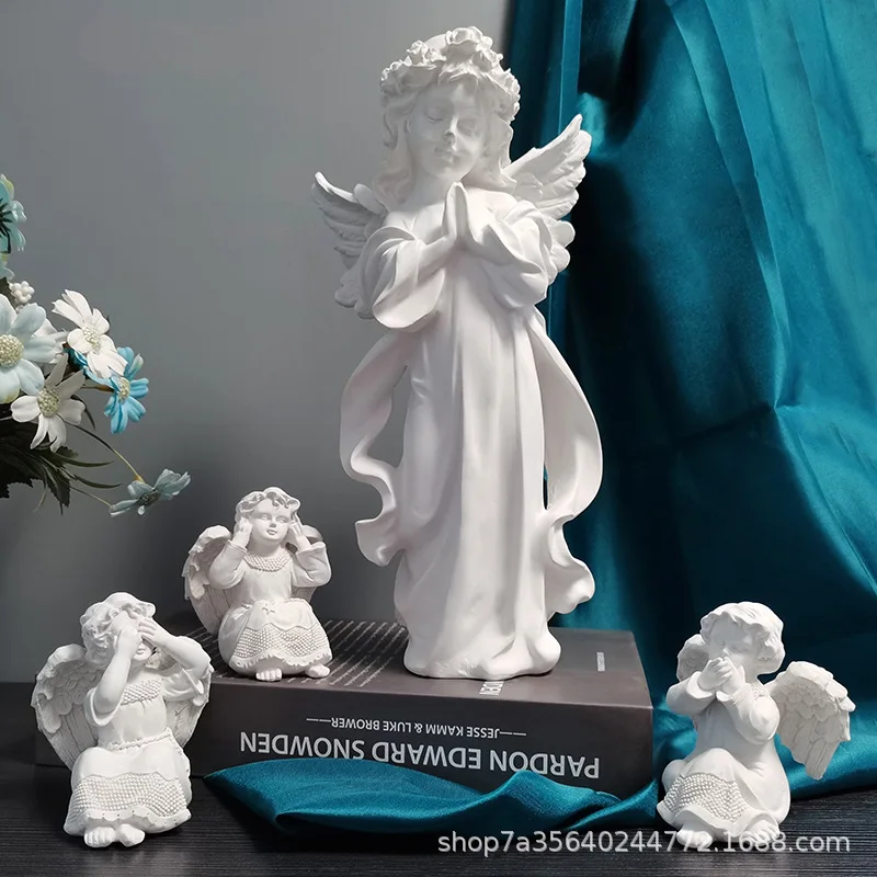

Винтажная Художественная Скульптура Ангела, аксессуары для дома, гипсовая скульптура, украшение ручной работы для девочек