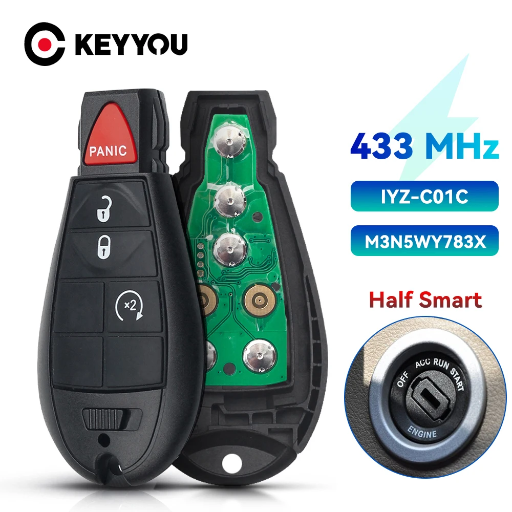 

Пульт дистанционного управления KEYYOU с 3 + 1 кнопками, без ключа для Chrysler Town и Country, для Dodge 300 Challenger Charger Durango Journey
