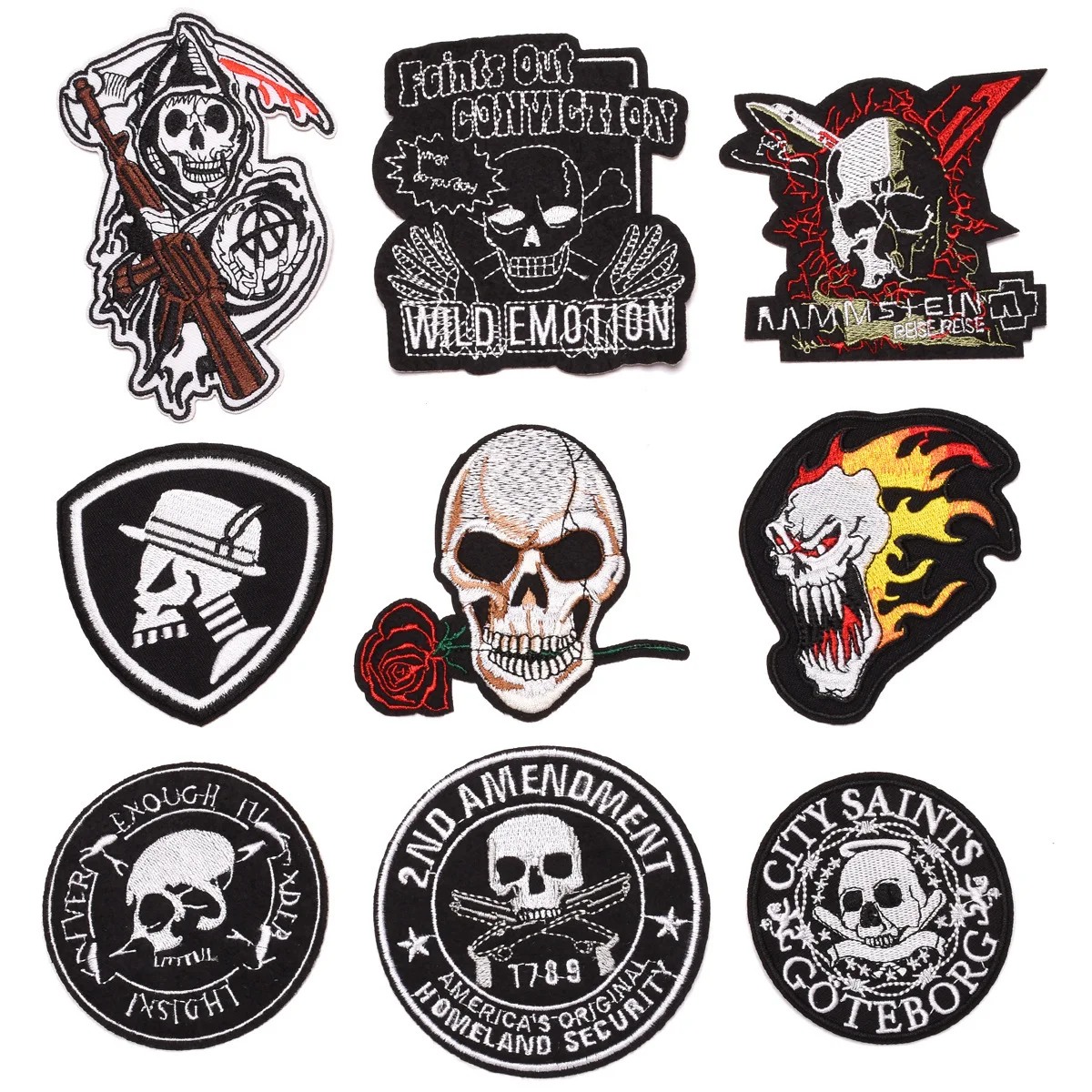 

Skull Tactical Morale Slogans Military Badge Ironing Embroidered patch for on DIY Clothes Hats Backpack Sew badge decor