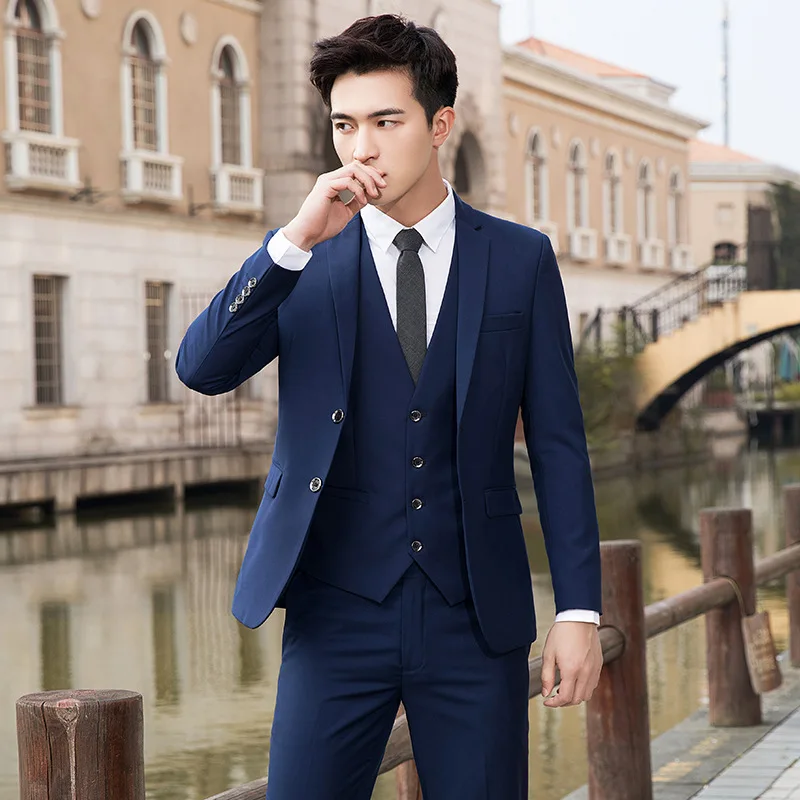 

4077-R-High end checkered suit men's winter business casual suit trend slimming custom suit