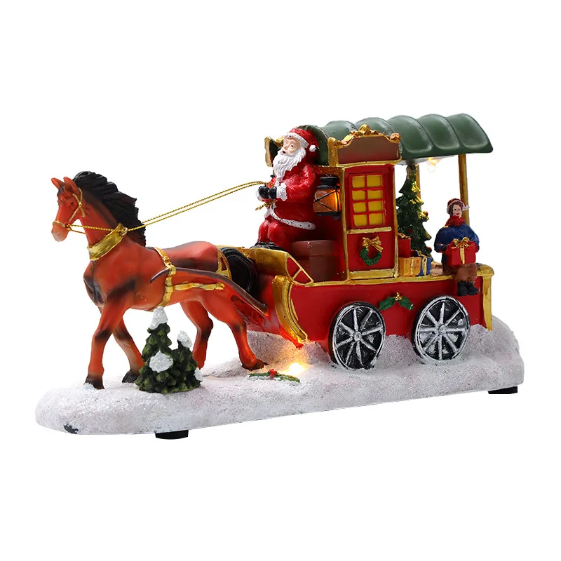 New Santa Claus carriage luminous music snow house Christmas ornaments gift decorations