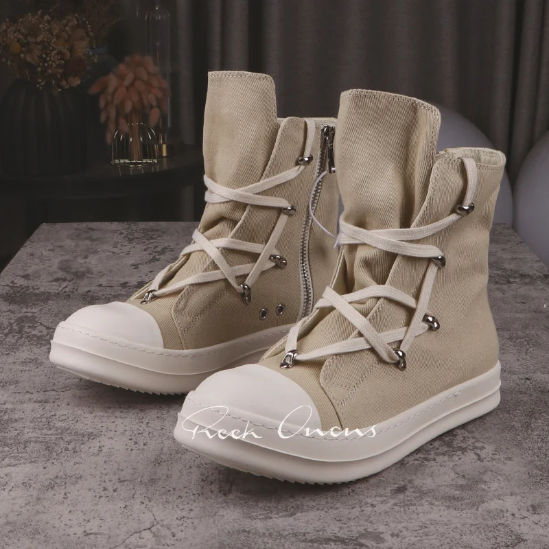 

Лоферы мужские с круглым носком, повседневные, Нескользящие, на шнуровке, высокие, дизайнерская обувь для отдыха, весна