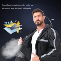 mens rain jacket waterproof poncho split suit rainstorm protection highlight reflective strips removable waterproof mask