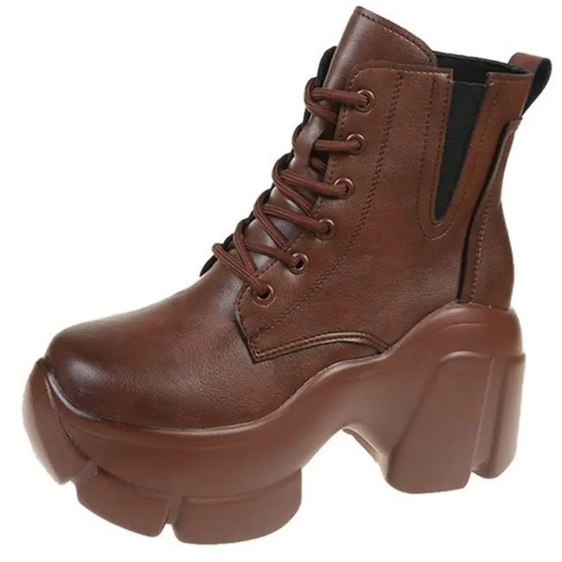 

Женские ботильоны челси, зимние плюшевые теплые кроссовки на платформе, удобные осенние мотоциклетные ботинки на толстой подошве, женская модель 7 см