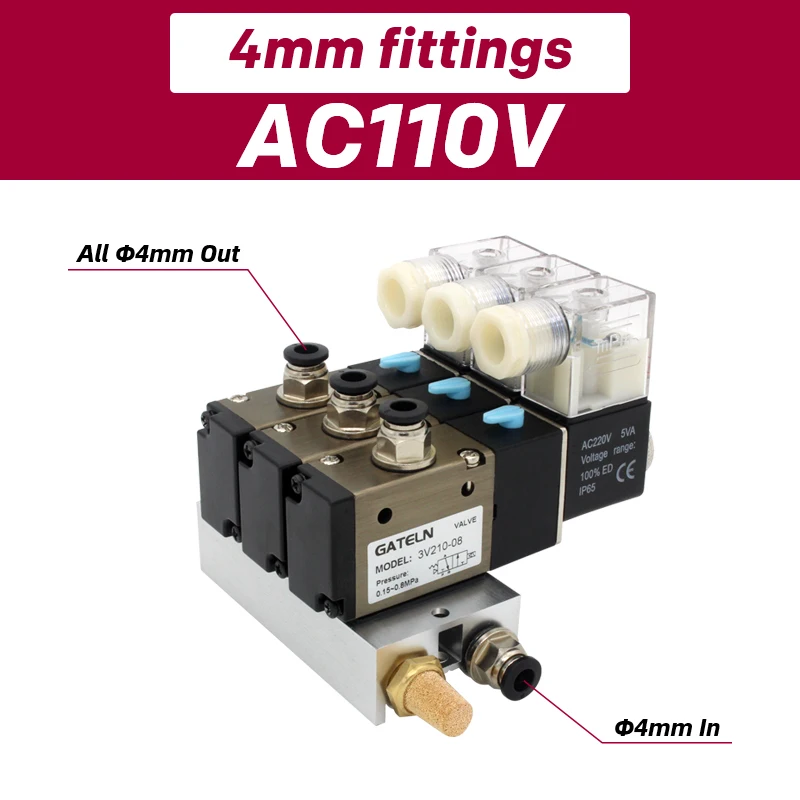 

Нормально замкнутый Соленоидный клапан 3v21008-nc, станции, блок с глушителем, базовый коллектор, постоянный ток 12 В, 24 В, переменный ток 110 В, 220 В, 3 порта