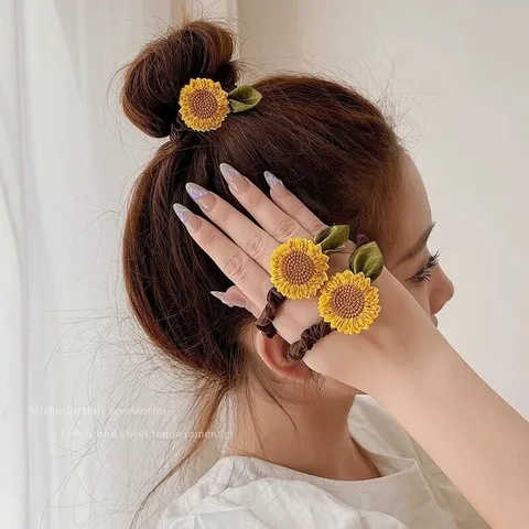 Эластичные ленты для волос с подсолнухом, Polyester, для девочек