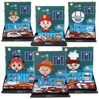 facial features the childrens character change magnetic puzzle scenarios spell spell music educational wooden toys