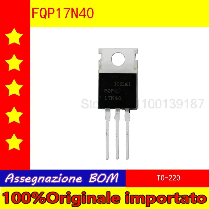 

10 шт./лот FQP17N40 17N40 TO-220 пазовый полевой транзистор 17A 400V