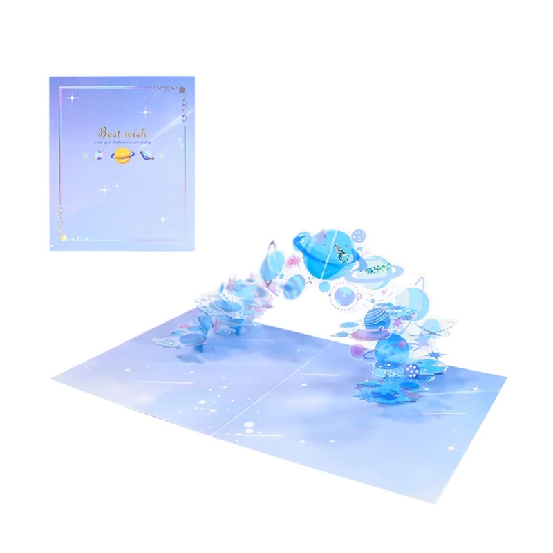 

Paper 3D for pop Up Cards Christmas Crystal Planet Greeting Cards with Envelope Postcards for Birthday Invitation