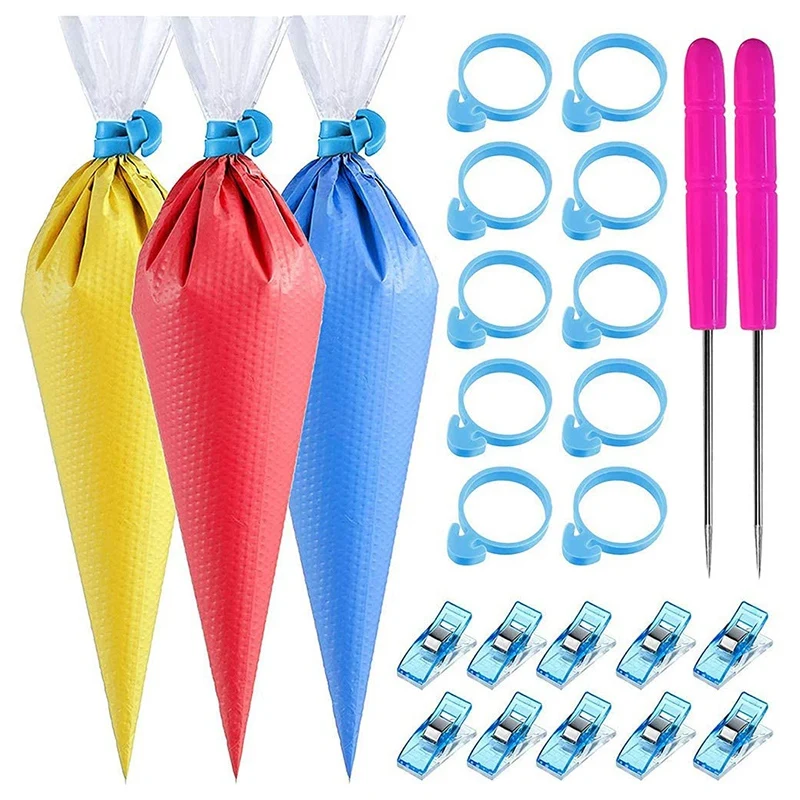 

122Pcs Tipless Piping Bags - 100Pcs Disposable Piping Pastry Bag For Icing/Cookies Decorating -Cake Decorating Tools