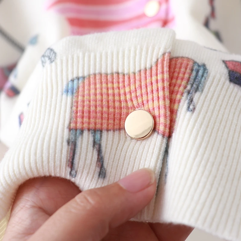 Вязаный кардиган с радужной лошадью H и буквой женский свитер принтом топы пальто