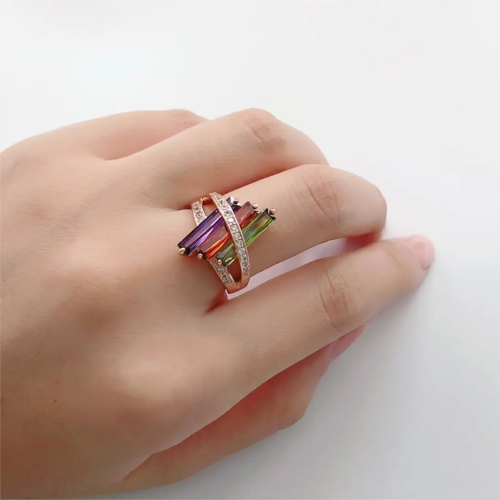 Новые разноцветные кристаллы с геометрическим цирконием роскошные коктейльные