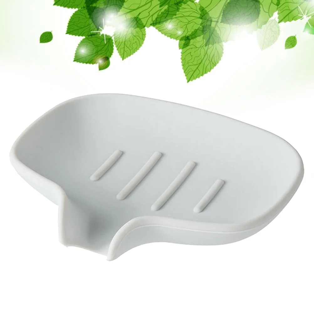 

Creative Soap Tray Silicone Soap Case Draining Soap Holder Kitchen Bathroom Accessories (Light Grey)