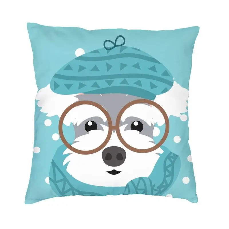 

Miniature Schnauzer In Winter Luxury Pillow Cover Living Room Decoration Cartoon Dog Sofa Cushion Case