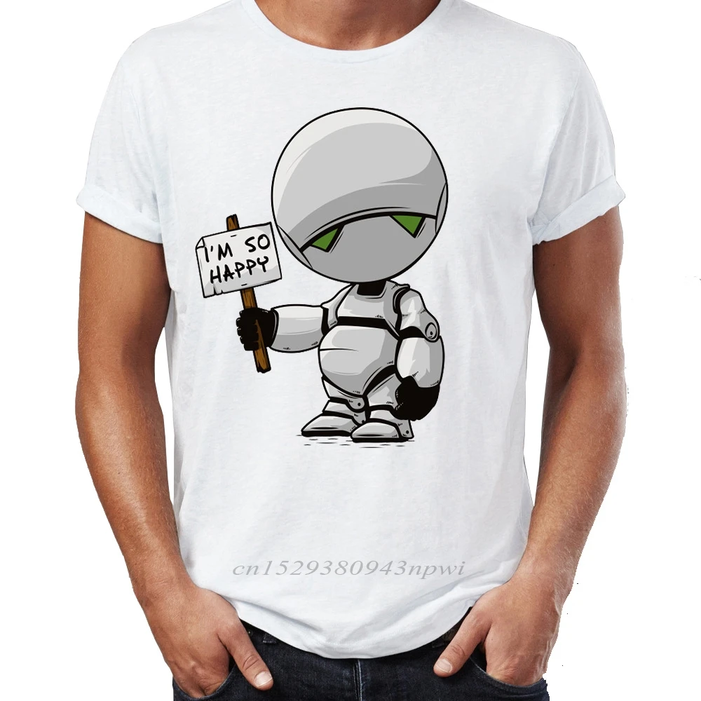 

Men's T Shirt Marvin The Paranoid Android Hitchhiker's Guide To The Galaxy Funny Artsy Awesome Artwork Printed Tee