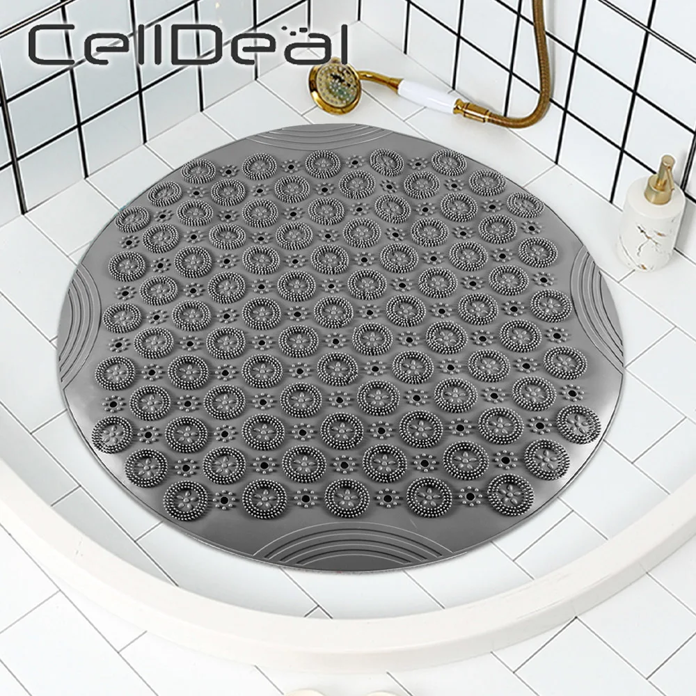 

Коврик для душа нескользящий круглый, 55 см, с отверстием для слива и присоской