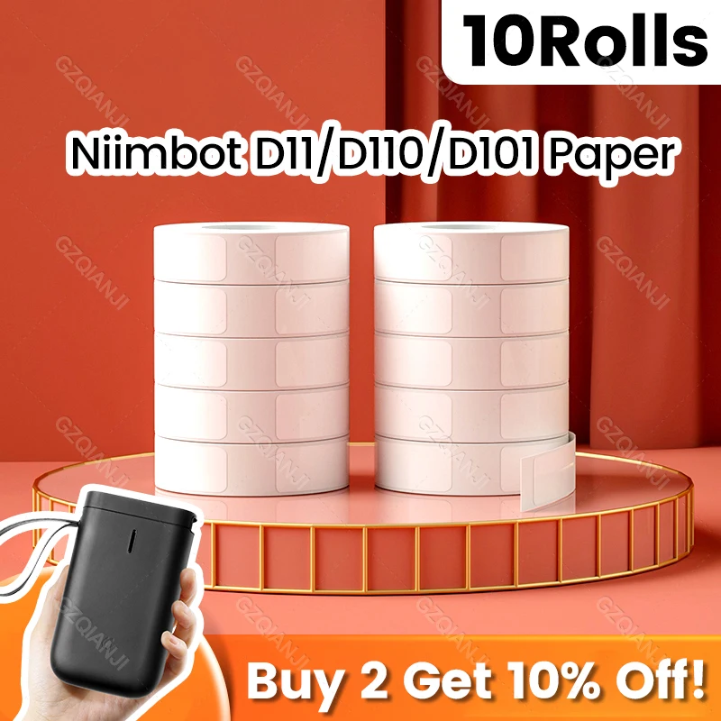 

2023 Niimbot Thermal Sticker Labels Paper Roll Color White Cheapest Label Papers for Mini D11 D110 Portable Thermal Label