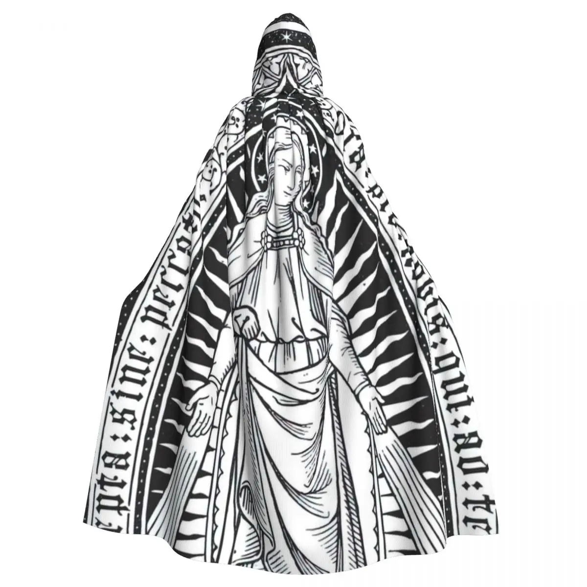 

Virgin Mary Hooded Cloak Halloween Party Cosplay Woman Men Adult Long Witchcraft Robe Hood