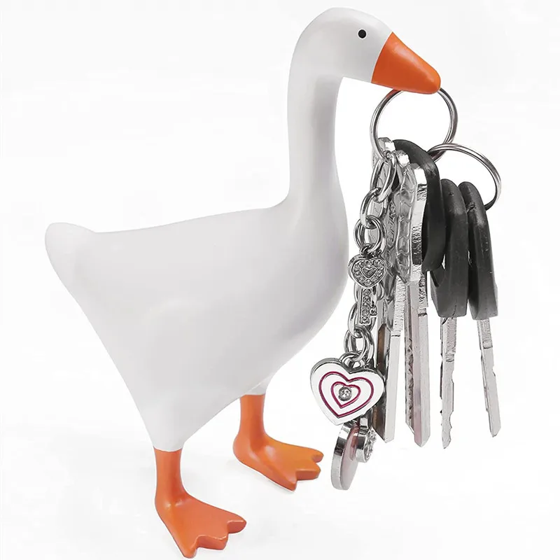 

Magnetic Key Holder Cute Duck Swan Sculpture Home Storage Tools Resin Animal Statue Decoration Creative Room Decor Crafts